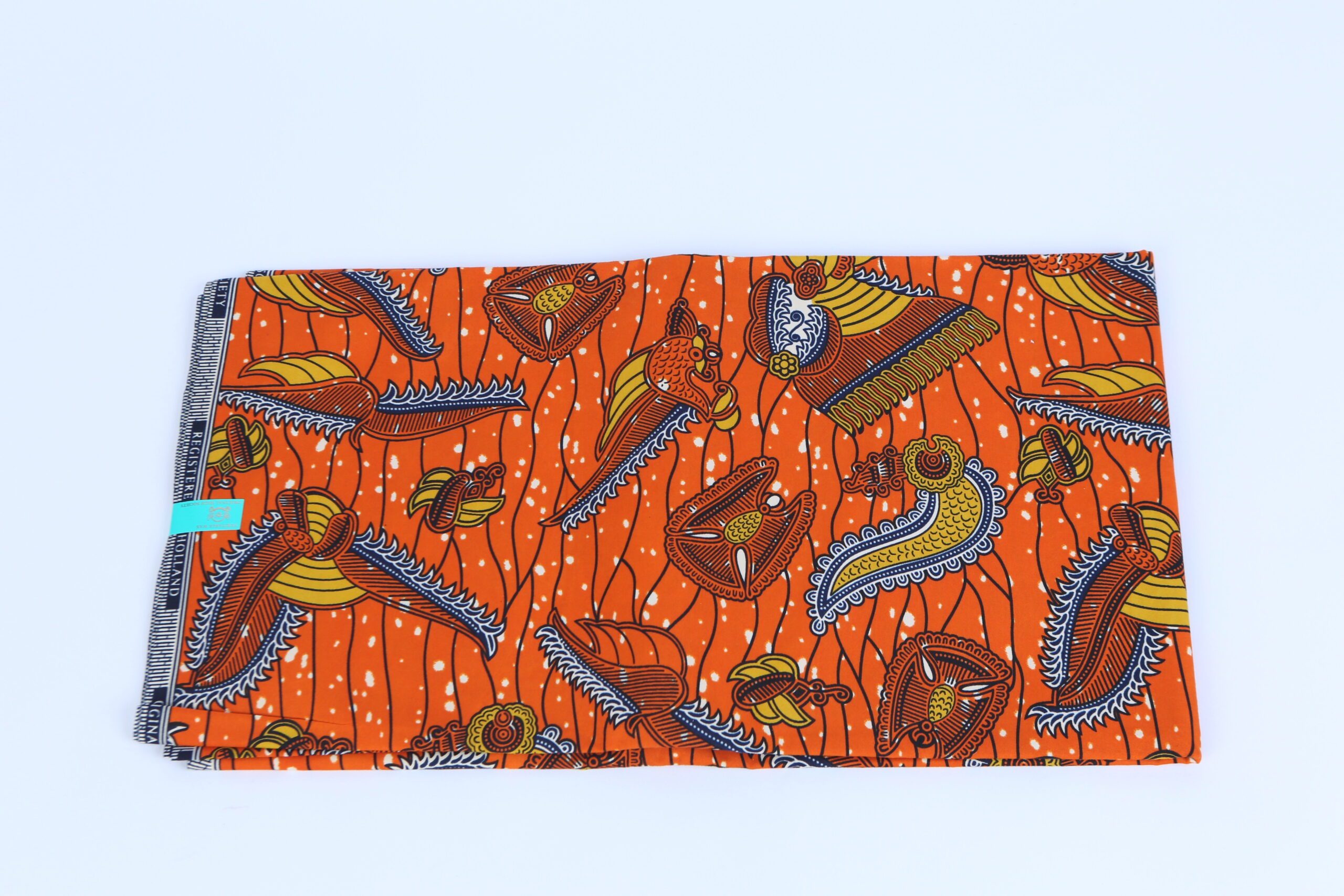 African Beautiful Orange Tribal Pattern 6-yard Fabric