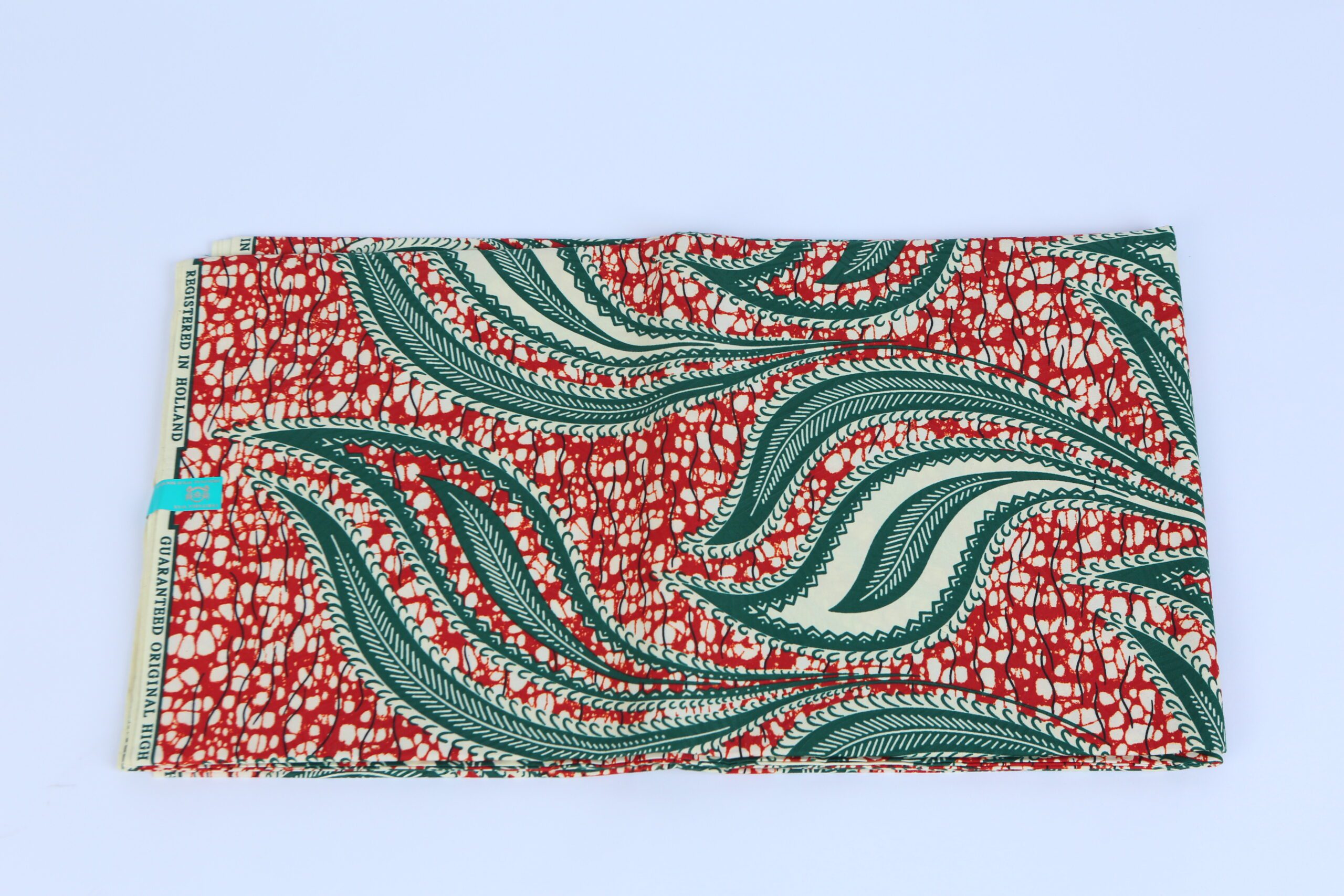 African Beautiful Red and Turquoise Pattern 6-yard Fabric