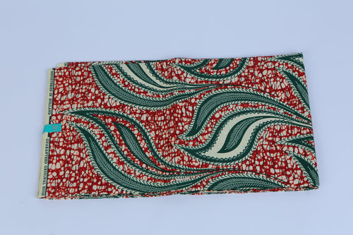African Beautiful Red and Turquoise Pattern 6-yard Fabric