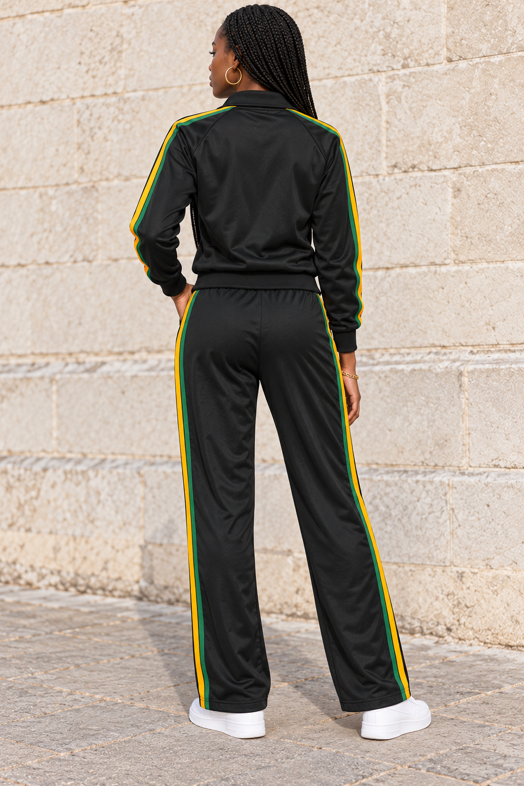Unisex Jamaica Flag Inspired Unisex Tracksuit Set – Black, Green & Gold