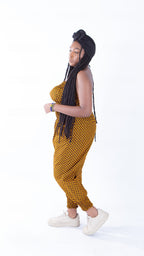 Merci Bandeau & Puff Trouser Set in Mustard Ankara Print