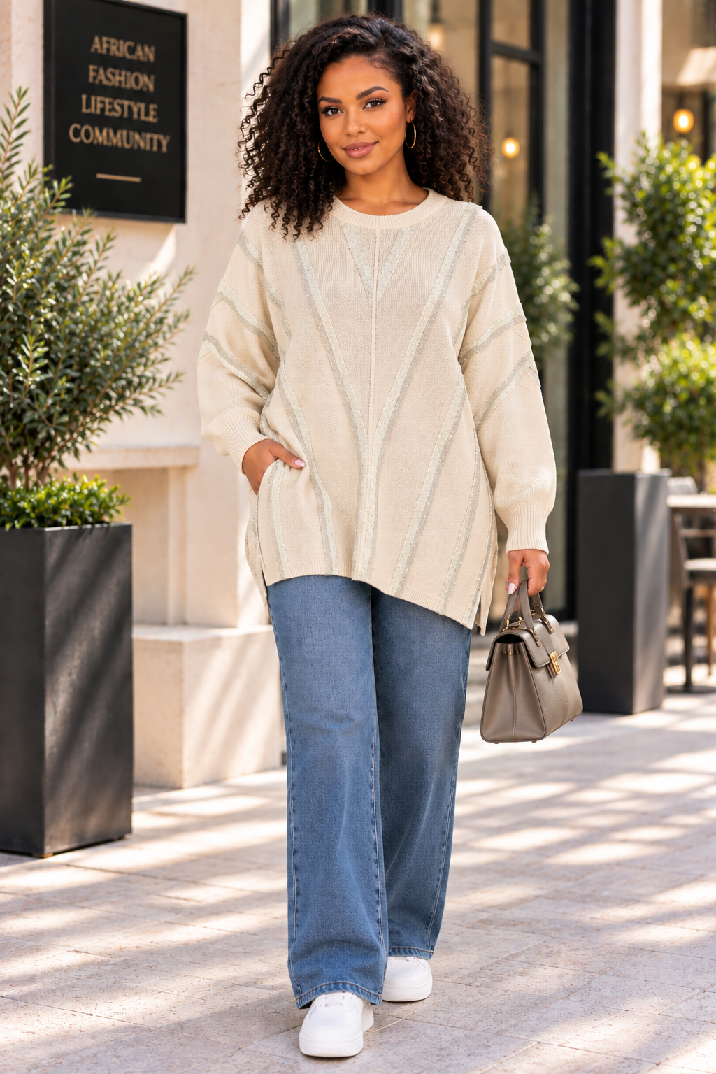 Women’s Oversized Gold Button Sleeve Top