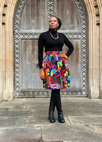 Zana High-Waisted Ankara Knee- Length Skirt