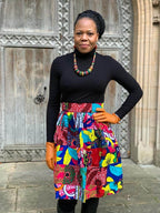 Zana High-Waisted Ankara Knee- Length Skirt