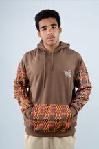 Unisex African Print Sleeve Hoodie – Brown Cultural Streetwear