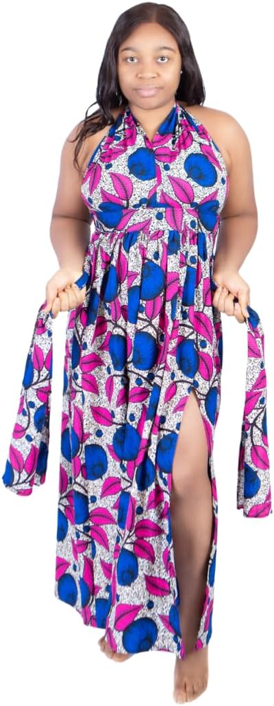 Alisa Pink Multi-Colour African Print Infinity Maxi Dress