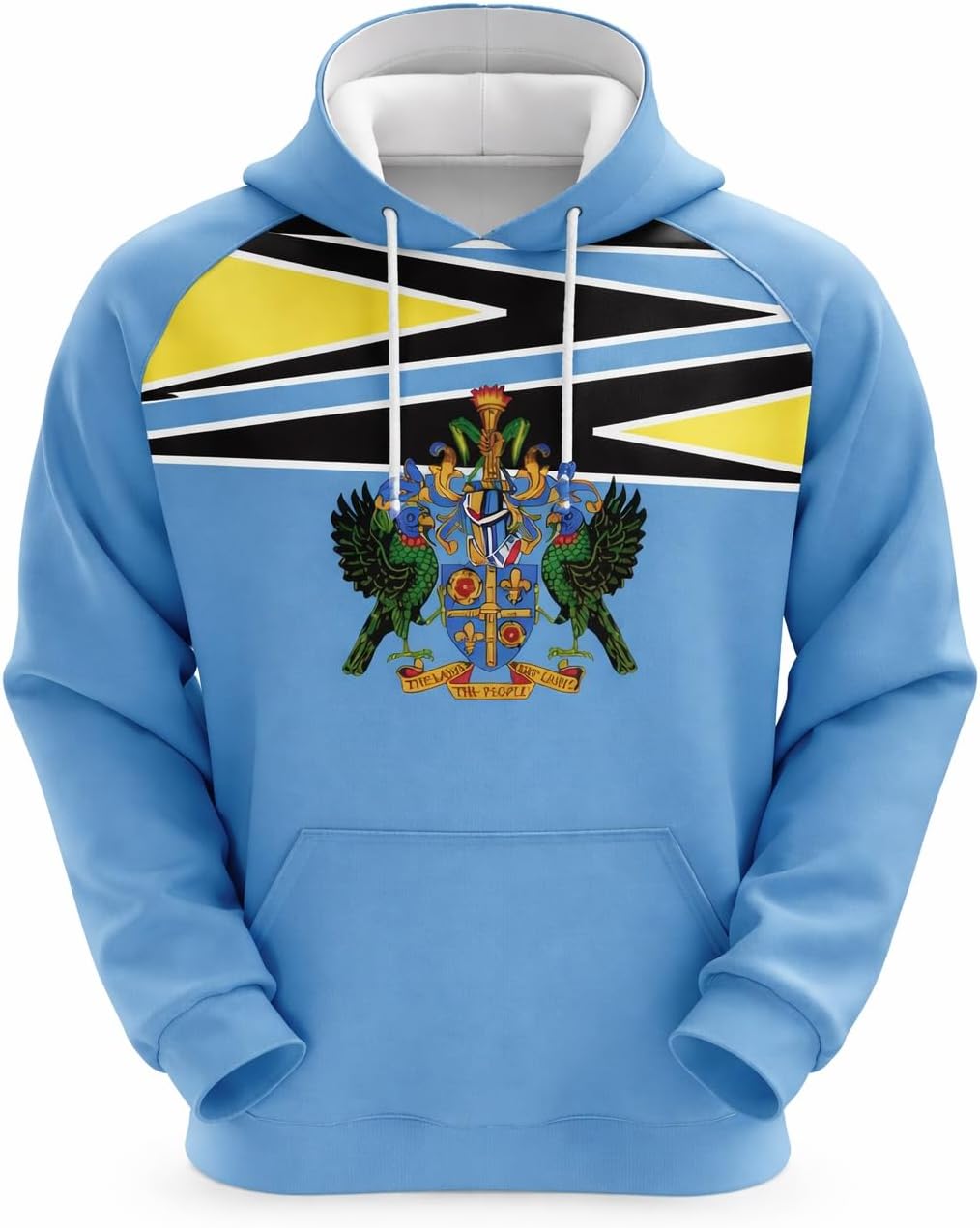 Unisex Saint Lucia Flag Hoodie with Embroidered Crest