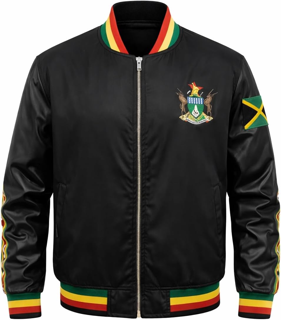 Unisex Zimbabwe Heritage Bomber Jacket with Embroidered Crest