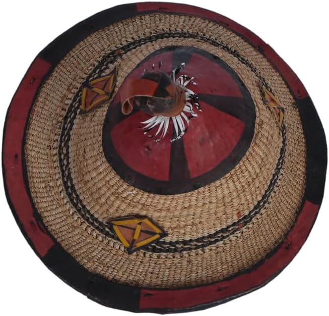 West African Leather Fulani Hat – Handmade Straw Conical Hat
