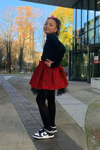 Kids Skirt in Beautiful Red and Black Bow Ankara