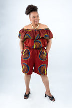 Ankara Off-Shoulder Playsuit with Pockets