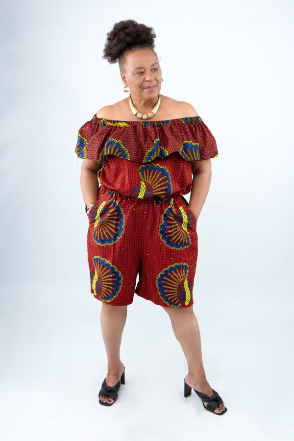 Ankara Off-Shoulder Playsuit with Pockets