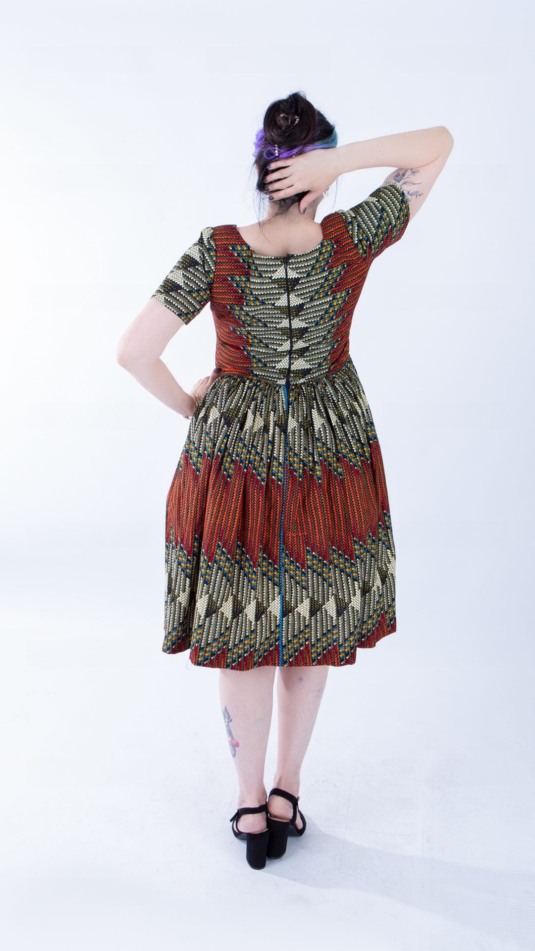 Sally Brown Ankara Short Sleeve A-line Dress