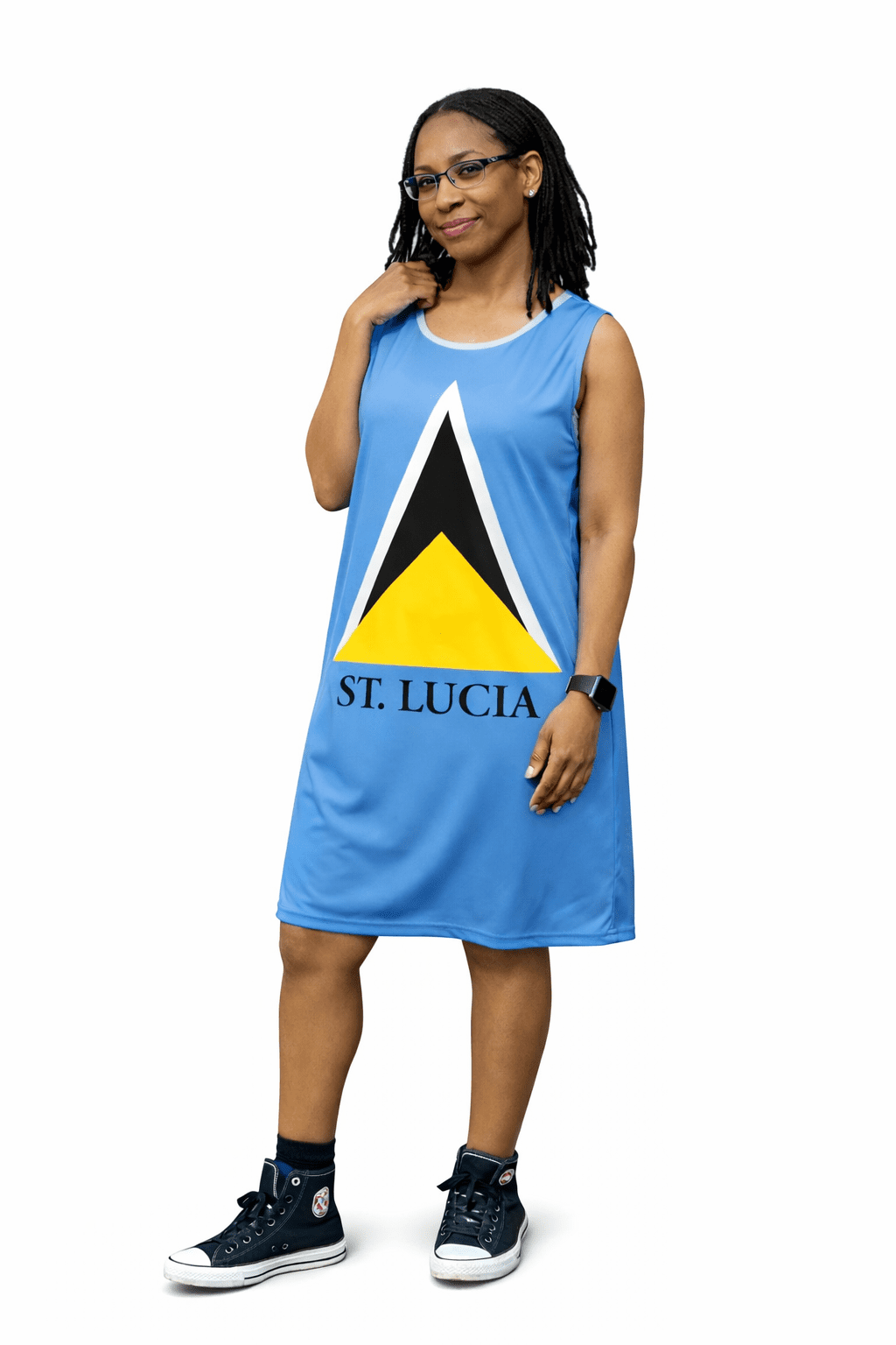 Saint Lucia Flag Dress | Sleeveless Bodycon Shift Dress