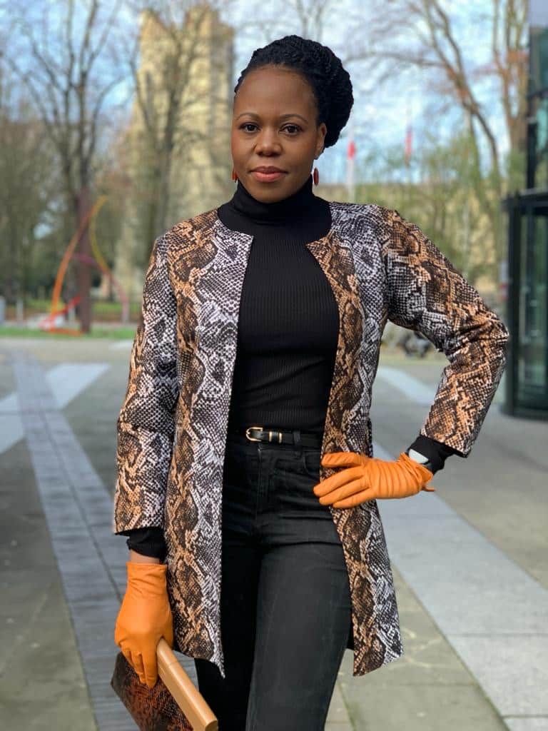 Women’s African Print Longline Jacket – Gold, Brown & Black