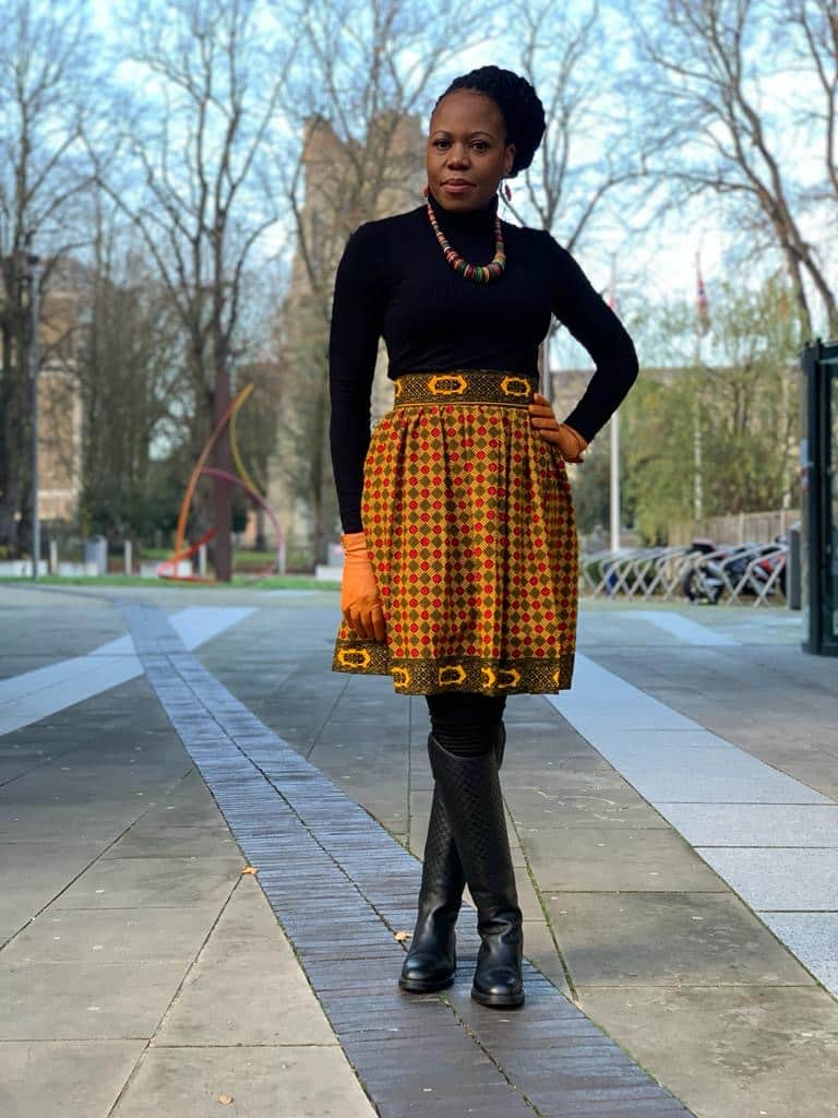 Zalika High-Waisted Ankara Knee- Length Skirt