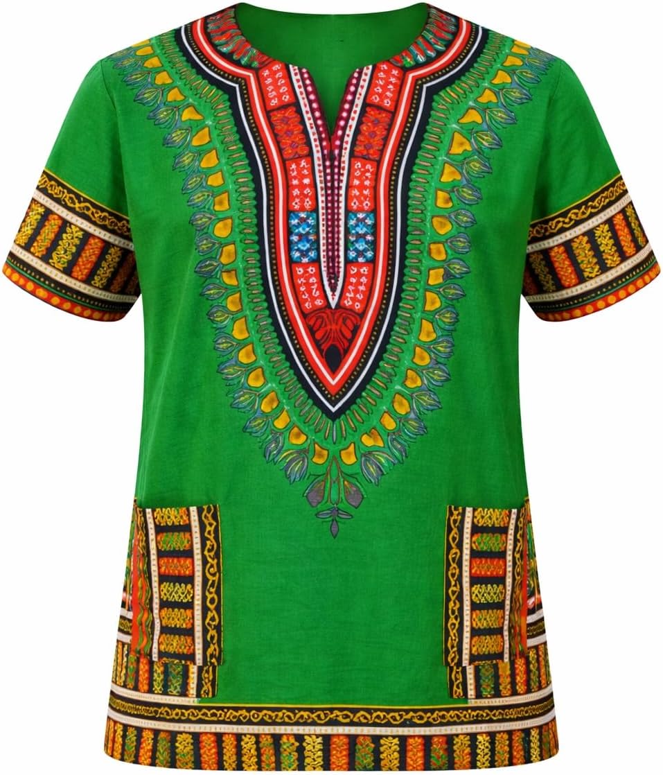 Green Dashiki Shirt – Unisex Tribal Print Top