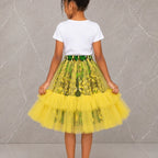 Girls African Print  Tulle Layered Skirt