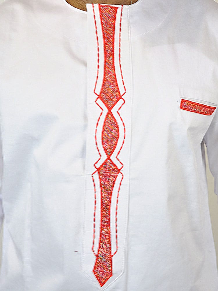 Cljo White & African Embroidery Occasion Shirt