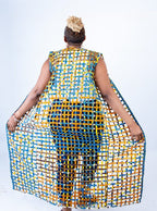Orange Ade Ankara Weaved Full Length Sleeveless Kimono