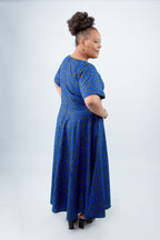 Blue & Purple Tie-Dye Inspired Ankara Maxi Dress