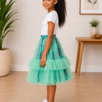 Girls African Print Tulle Layered Skirt