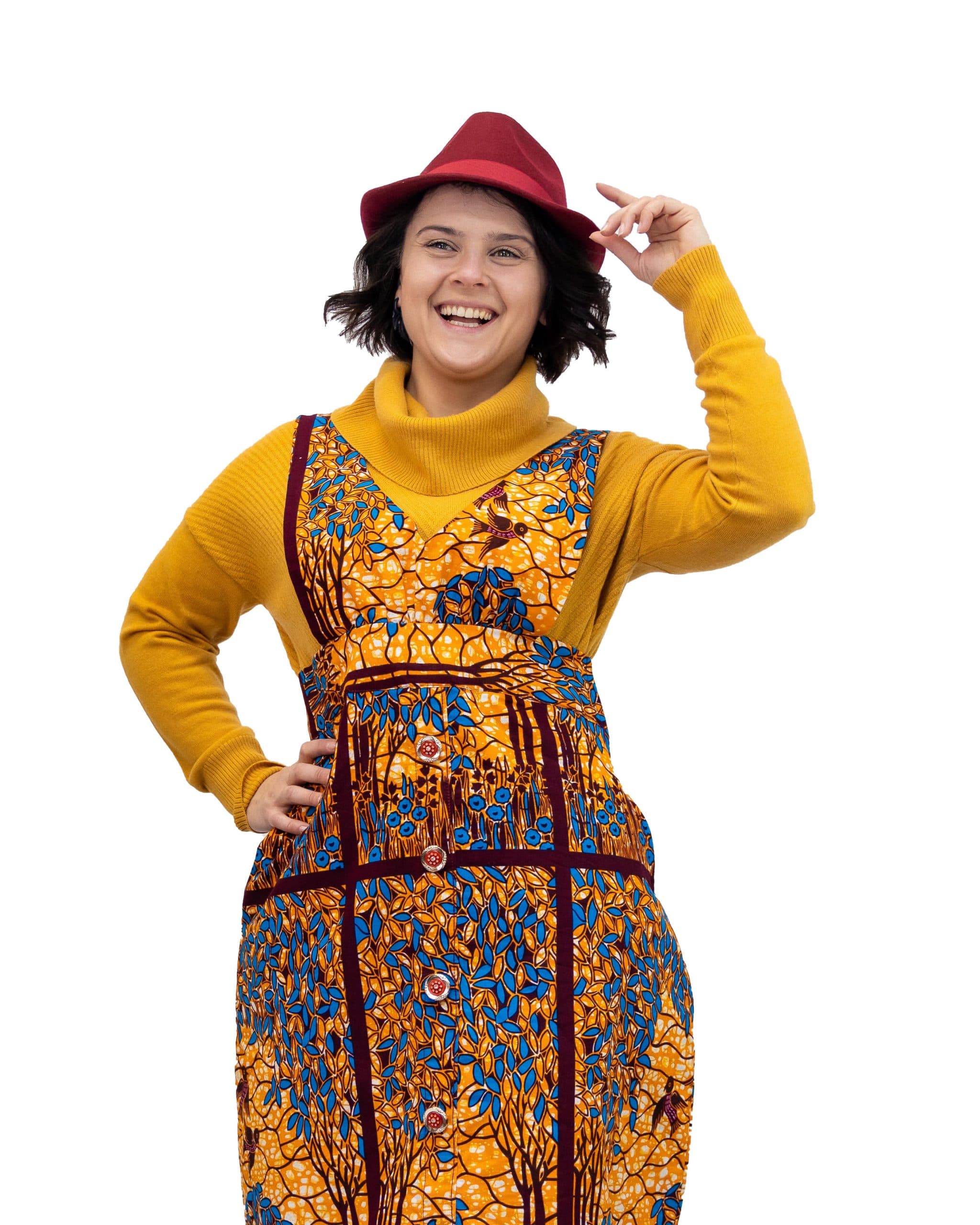 Lucia African Floral Print Pinafore Dress