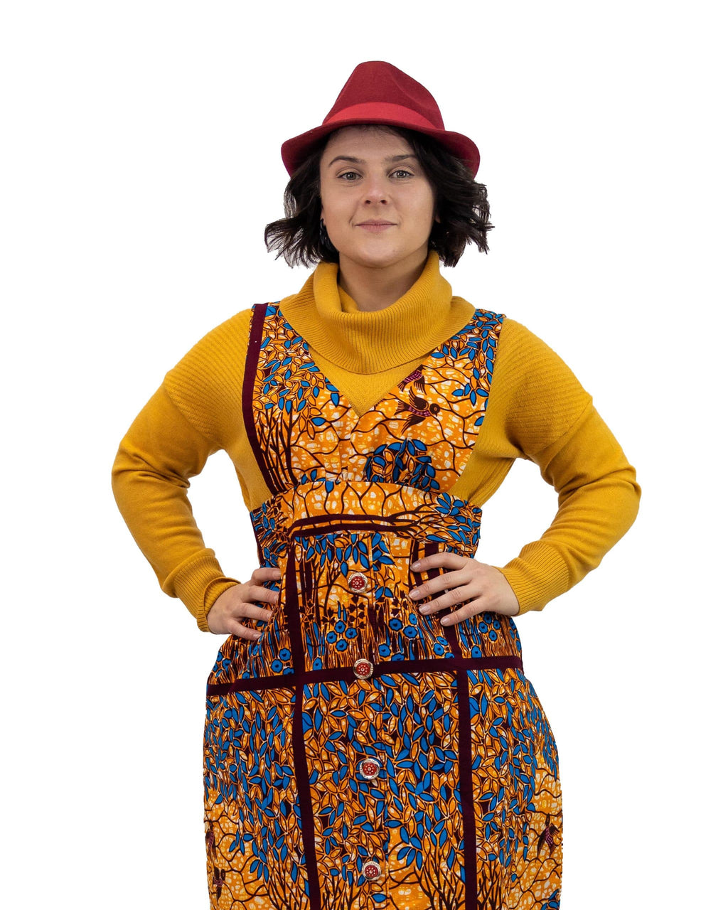 Lucia African Floral Print Pinafore Dress