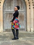 Zana High-Waisted Ankara Knee- Length Skirt