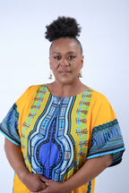 Stylish Yellow Dashiki Trendy Zip Dress 100% Cotton