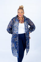 Blue Sue Ankara Weaved Mid Overthrow with Puff Sleeves