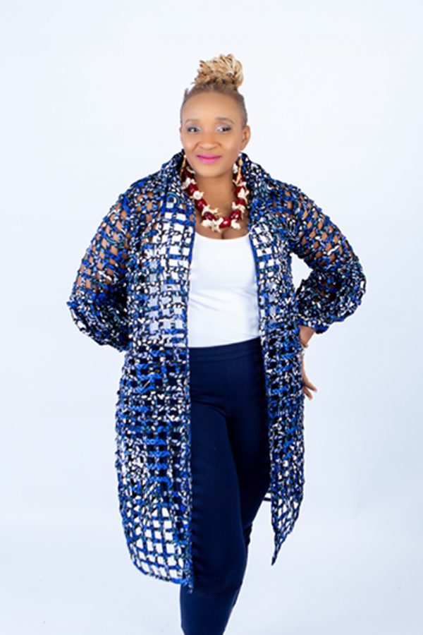 Blue Sue Ankara Weaved Mid Overthrow with Puff Sleeves