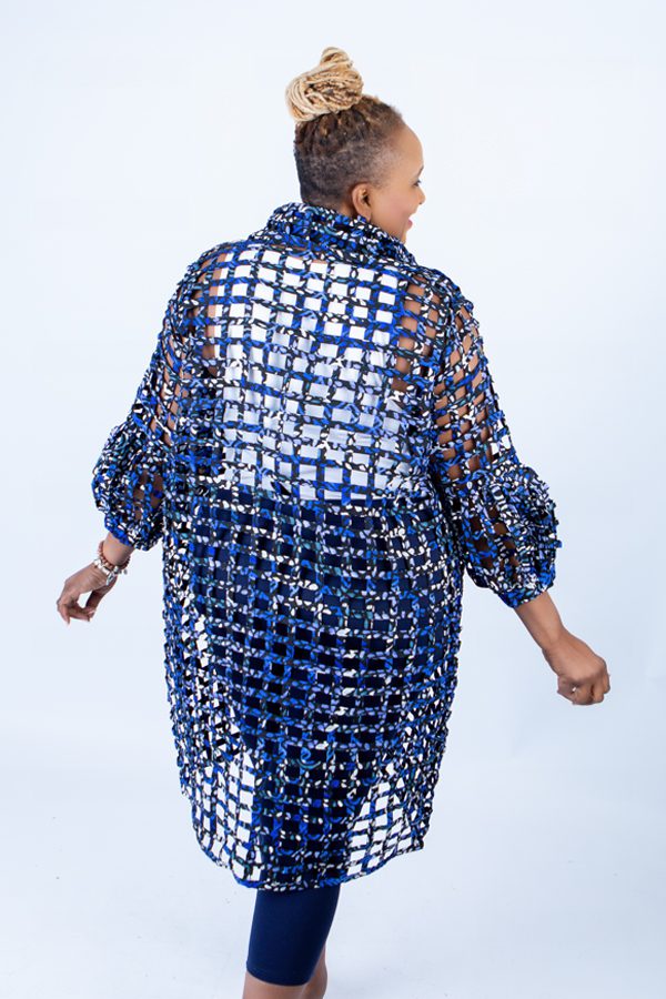 Blue Sue Ankara Weaved Mid Overthrow with Puff Sleeves
