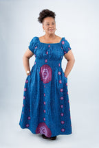 Blue & Purple Tie-Dye Inspired Ankara Maxi Dress