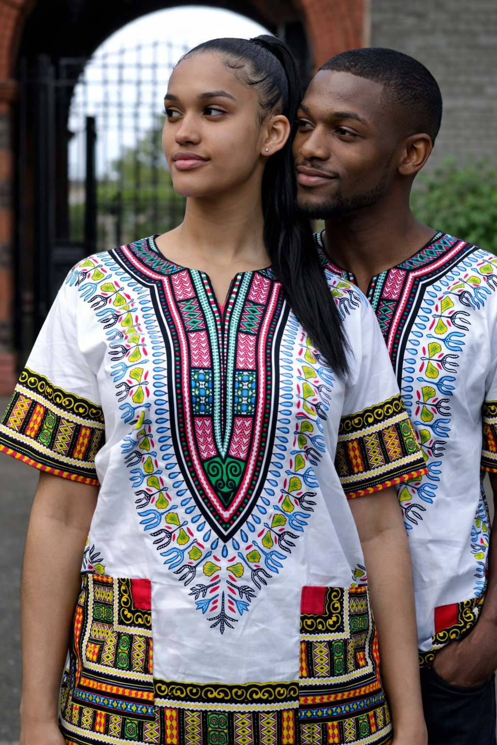 Colourful White African Dashiki Best Shirt 100% Cotton