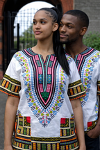 Colourful White African Dashiki Best Shirt 100% Cotton