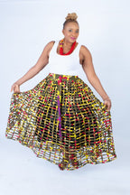 Mita Weaved Stylish African Khaki Mix Ankara Print Skirt
