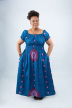 Blue & Purple Tie-Dye Inspired Ankara Maxi Dress