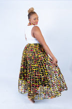 Mita Weaved Stylish African Khaki Mix Ankara Print Skirt