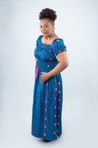 Blue & Purple Tie-Dye Inspired Ankara Maxi Dress