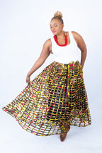 Mita Weaved Stylish African Khaki Mix Ankara Print Skirt