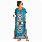 Women’s Paisley Print Kaftan Dress, Free Size 10-16, Loose Maxi Holiday Dress, Available in Turquoise, Orange and Pink