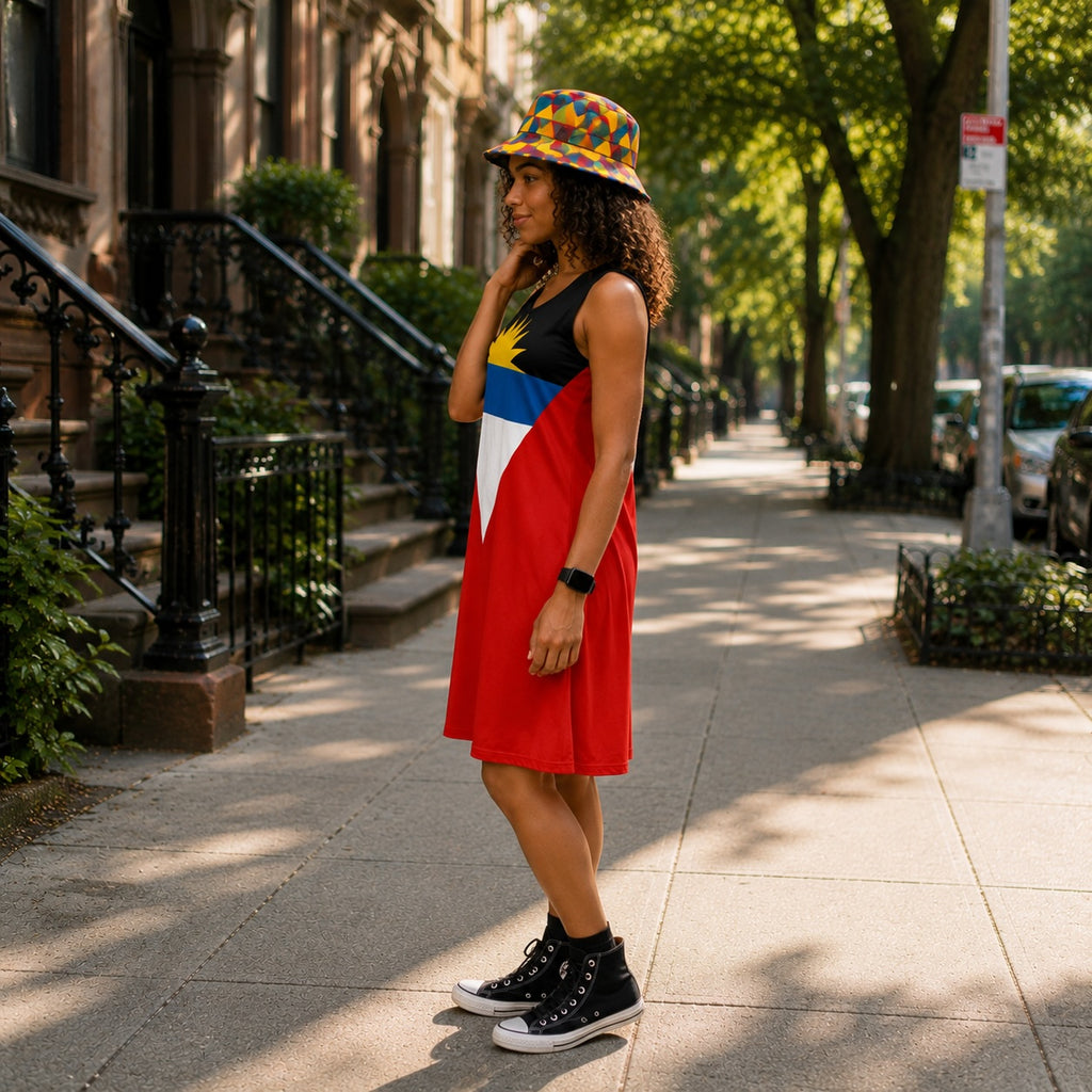 Antigua Flag Dress | Sleeveless Bodycon Shift Dress