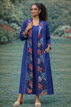 Elegant Blue Long Dress and Jacket Set – African-Inspired Two Piece Maxi Outfit