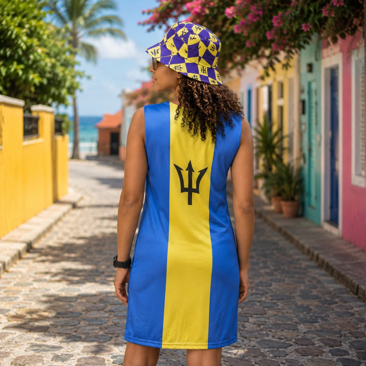 Barbados Flag Dress | Sleeveless Bodycon Shift Dress