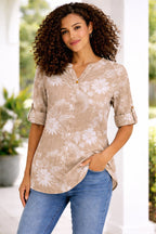 Women’s Floral One Button Cotton Shirt Blouse