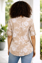 Women’s Floral One Button Cotton Shirt Blouse
