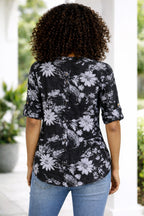 Women’s Floral One Button Cotton Shirt Blouse