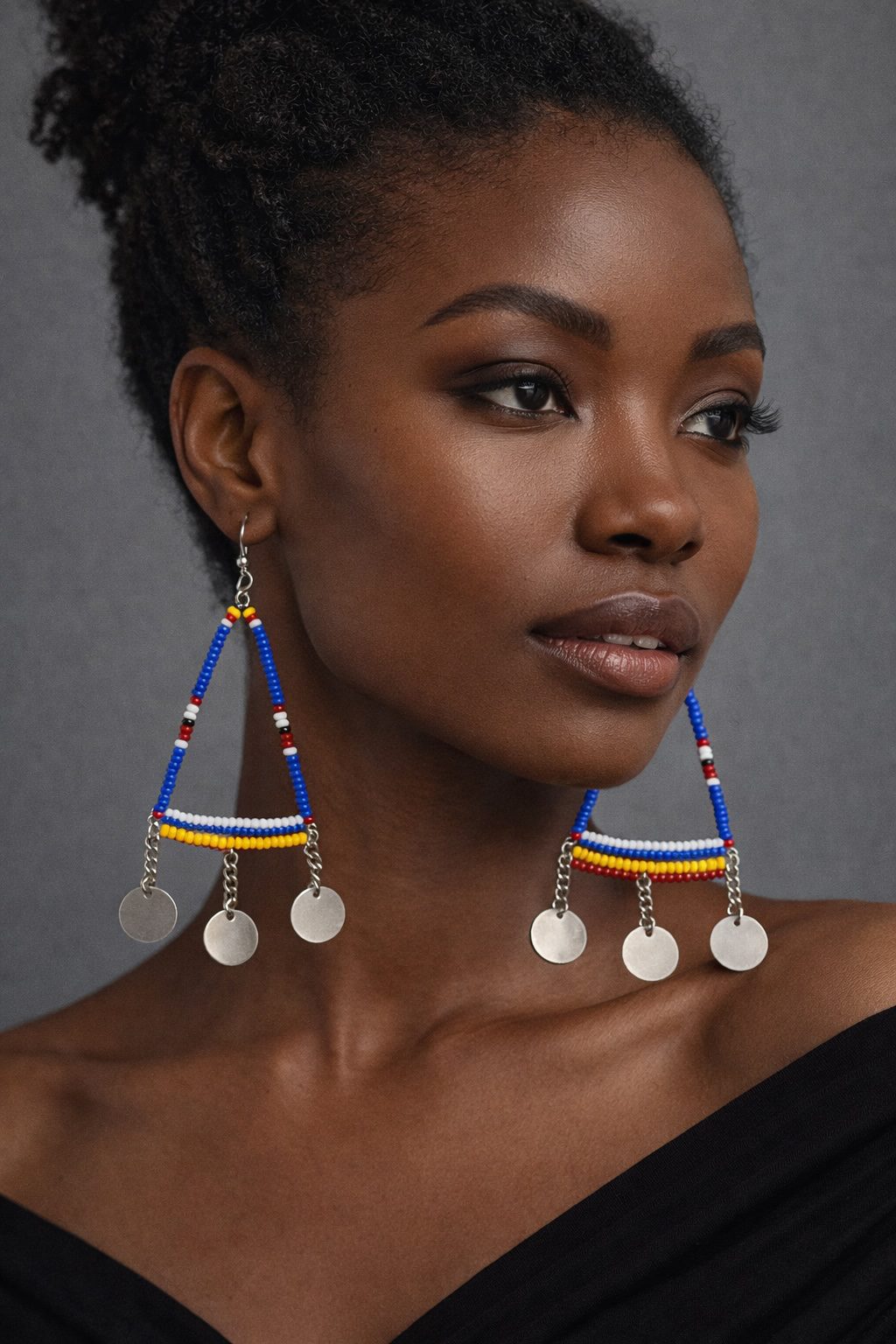 Handmade African Beaded Triangle Drop Earrings