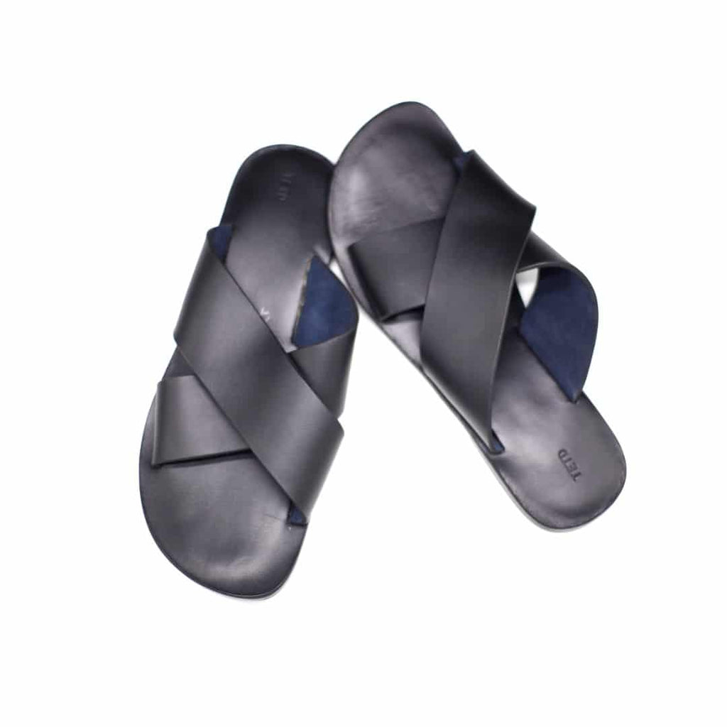 Tedros Cross Strap Leather Sandals